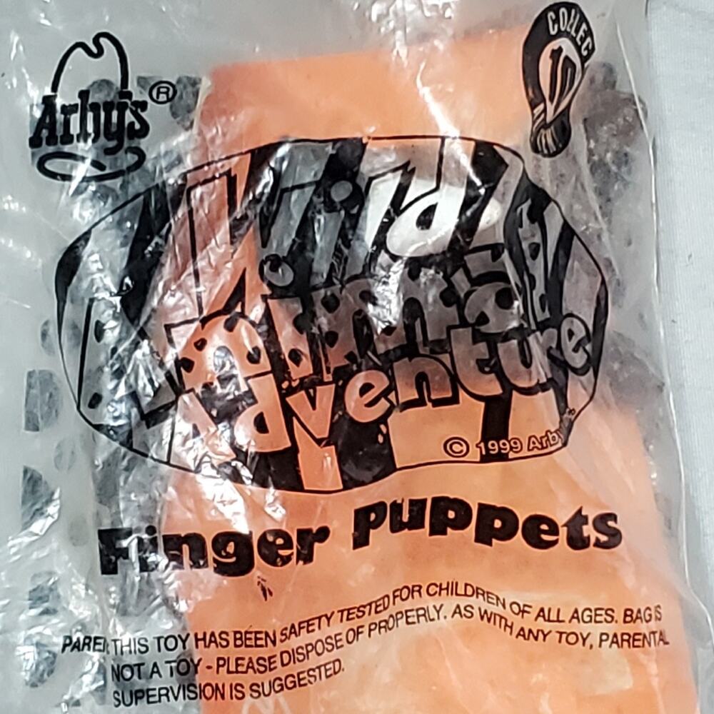 1999 Arbys Wild Animal Adventure Finger Puppets Rhino New in Package